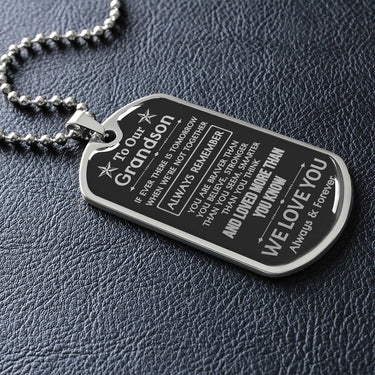 To Our Grandson Dog Tag Necklace - Love You This Much